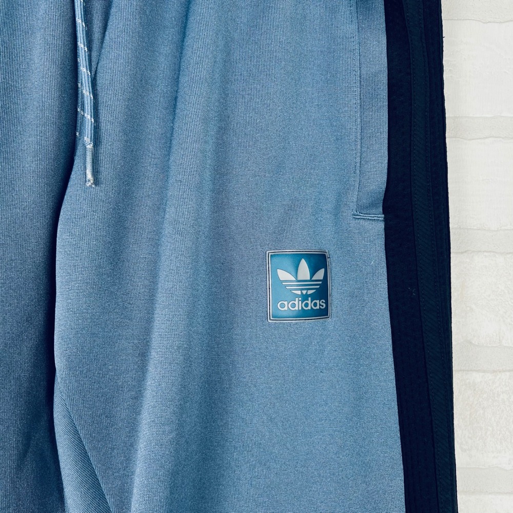 Adidas Originals Mens Teal Navy Blue‎ Colorblock Trefoil Track Pants Joggers - Picture 4 of 12